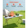 VEVOR Folding Table, 6 Ft Heavy Duty Portable Fold-in-Half Utility Table, Indoor Outdoor Plastic Rectangle Table with Built in Handle, for Party
