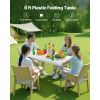 VEVOR Folding Table, 6 Ft Heavy Duty Portable Fold-in-Half Utility Table, Indoor Outdoor Plastic Rectangle Table with Built in Handle, for Party