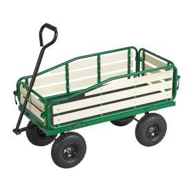 VEVOR Pull-Along Wagon for Kids, 39 in Toddler Wagons with Foldable Wooden Panel & Handle, Supports up to 551 lbs, 10" All-Terrain Tires