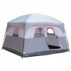 6 Person Outdoor Camping Tent, Waterproof Windproof Easy Setup, Double Layer Family Camping Tent with 1 Mesh Door & 5 Large Mesh Windows, Gray