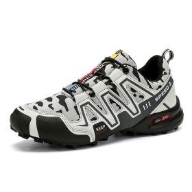 Men Hiking Shoes Climbing Male Sports Shoes Work Safety Toe Tactical Non-Slip Durable Trekking Sneakers Mens Footwear (Option: LIGHT GREY-39)