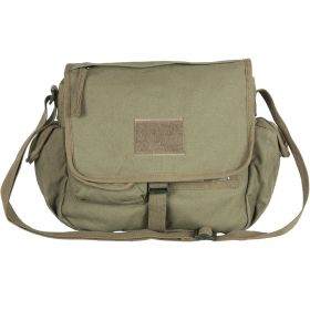RETRO MESSENGER BAG W/PLAIN FLAP (Option: Olive Drab)
